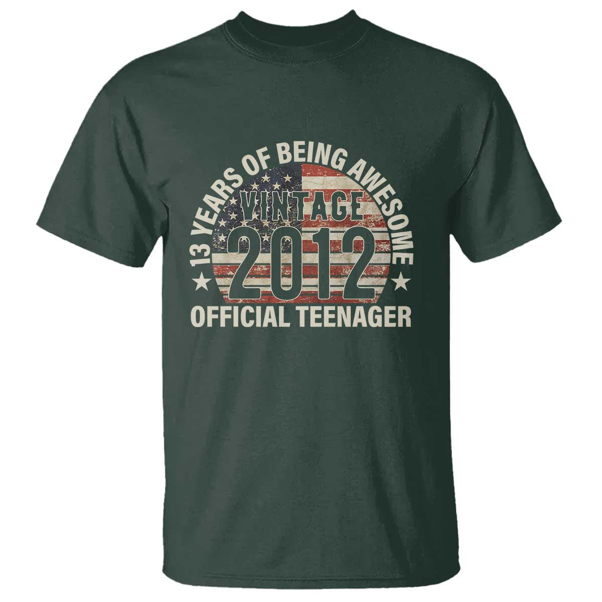 13th Birthday T Shirt Vintage 2012 Official Teenager 13 Years Of Being Awesome American Flag