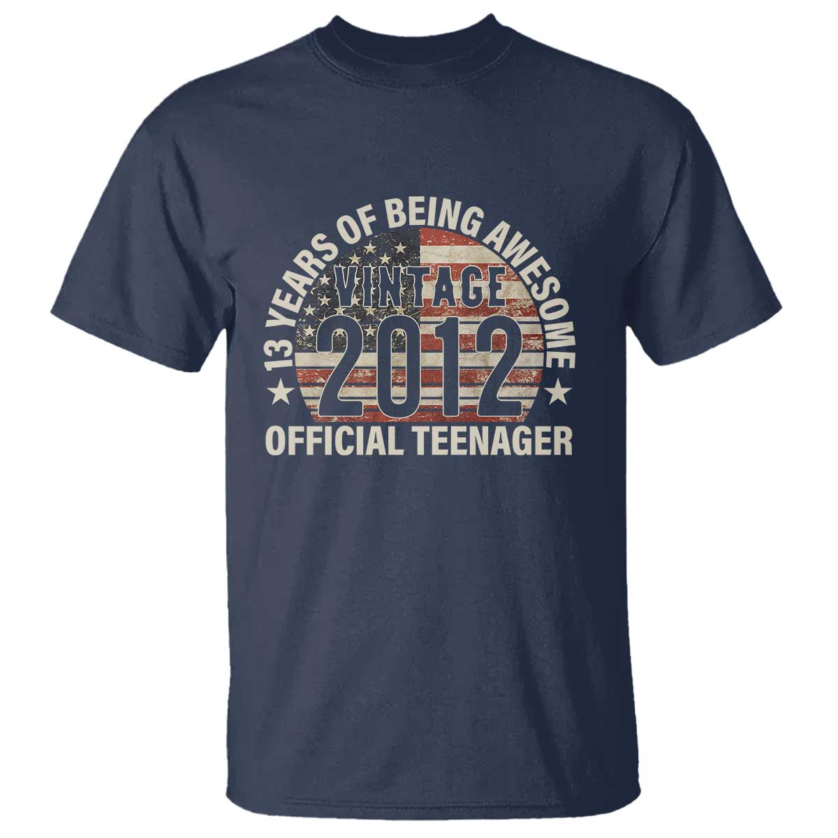 13th Birthday T Shirt Vintage 2012 Official Teenager 13 Years Of Being Awesome American Flag