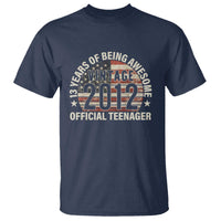 13th Birthday T Shirt Vintage 2012 Official Teenager 13 Years Of Being Awesome American Flag