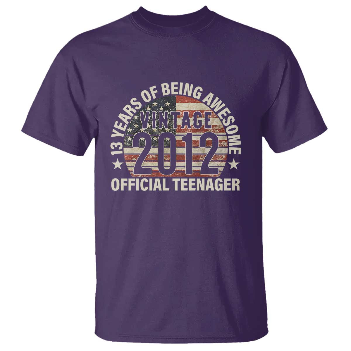 13th Birthday T Shirt Vintage 2012 Official Teenager 13 Years Of Being Awesome American Flag