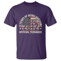 13th Birthday T Shirt Vintage 2012 Official Teenager 13 Years Of Being Awesome American Flag