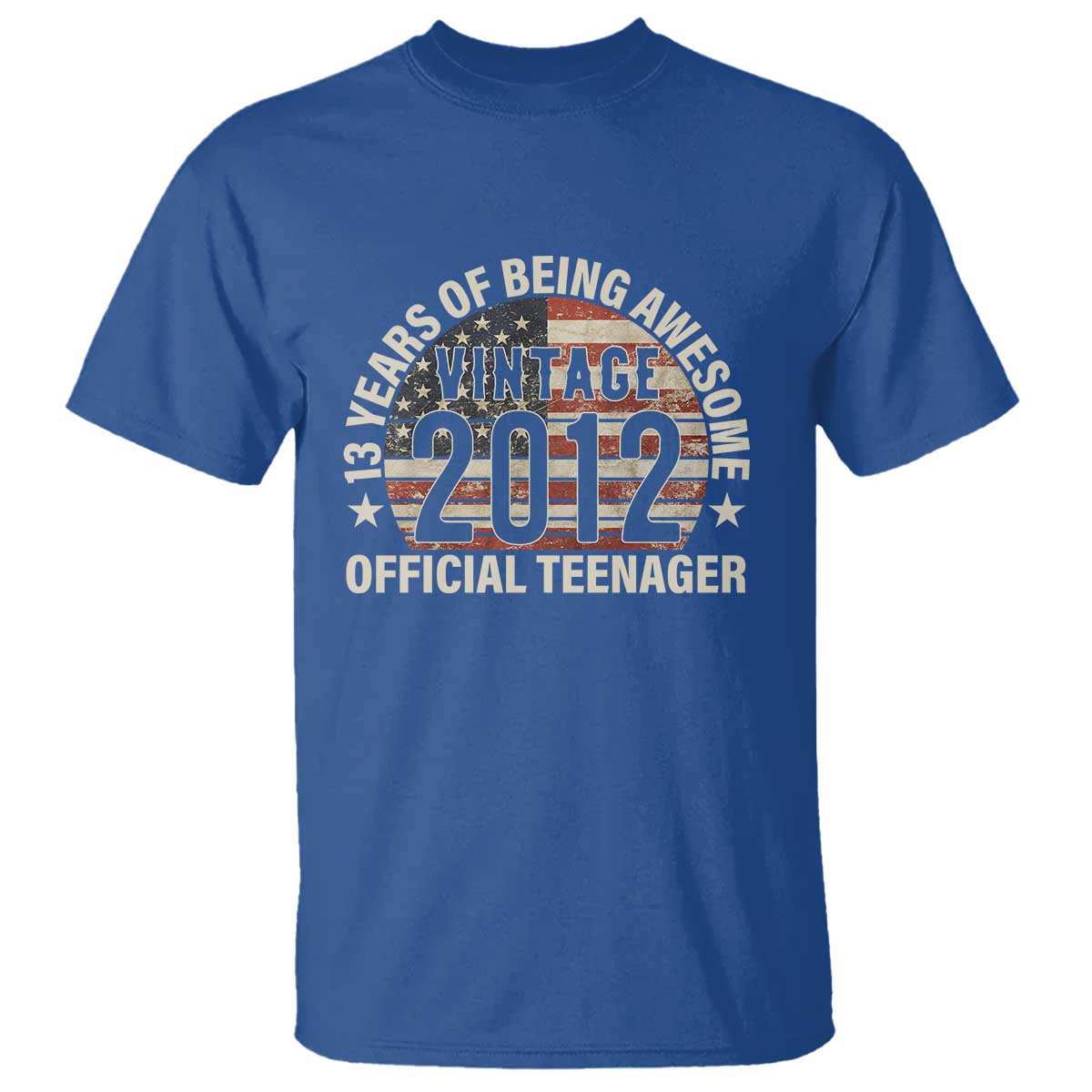 13th Birthday T Shirt Vintage 2012 Official Teenager 13 Years Of Being Awesome American Flag