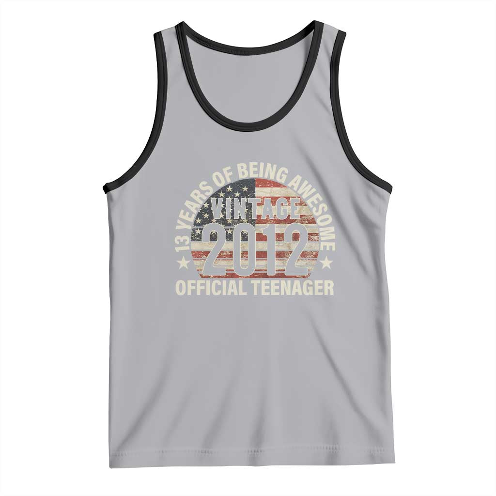 13th Birthday Tank Top Vintage 2012 Official Teenager 13 Years Of Being Awesome American Flag
