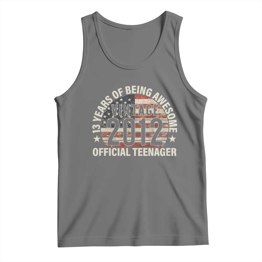 13th Birthday Tank Top Vintage 2012 Official Teenager 13 Years Of Being Awesome American Flag