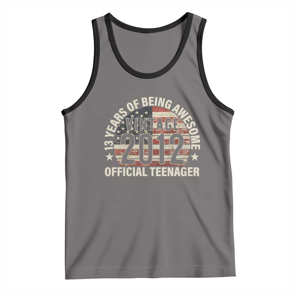 13th Birthday Tank Top Vintage 2012 Official Teenager 13 Years Of Being Awesome American Flag