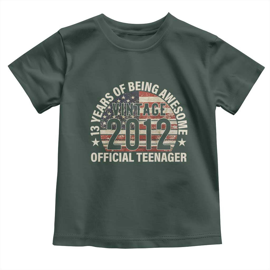 13th Birthday Toddler T Shirt Vintage 2012 Official Teenager 13 Years Of Being Awesome American Flag