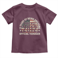 13th Birthday Toddler T Shirt Vintage 2012 Official Teenager 13 Years Of Being Awesome American Flag