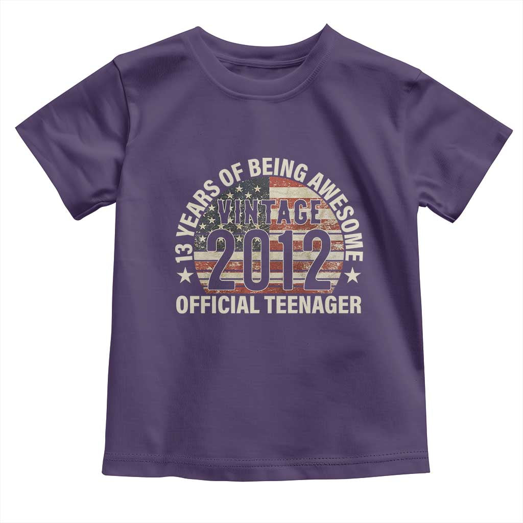 13th Birthday Toddler T Shirt Vintage 2012 Official Teenager 13 Years Of Being Awesome American Flag