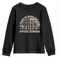 13th Birthday Youth Sweatshirt Vintage 2012 Official Teenager 13 Years Of Being Awesome American Flag