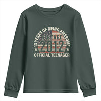13th Birthday Youth Sweatshirt Vintage 2012 Official Teenager 13 Years Of Being Awesome American Flag