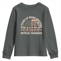 13th Birthday Youth Sweatshirt Vintage 2012 Official Teenager 13 Years Of Being Awesome American Flag