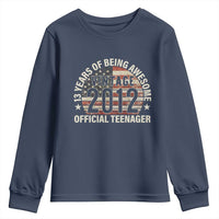 13th Birthday Youth Sweatshirt Vintage 2012 Official Teenager 13 Years Of Being Awesome American Flag