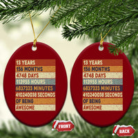 Funny 13th Birthday Ceramic Ornament 13 Years 156 Months 4748 Days Vintage Retro - Wonder Print Shop