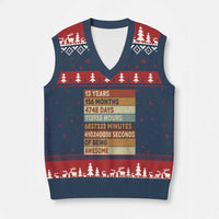 Funny 13th Birthday V-Neck Knit Sweater Vest 13 Years 156 Months 4748 Days Vintage Retro - Wonder Print Shop