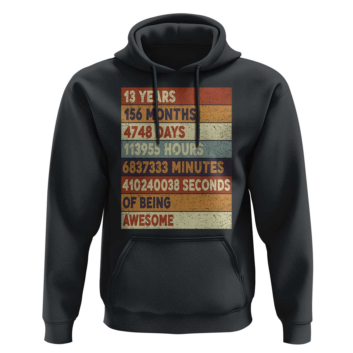 Funny 13th Birthday Hoodie 13 Years 156 Months 4748 Days Vintage Retro