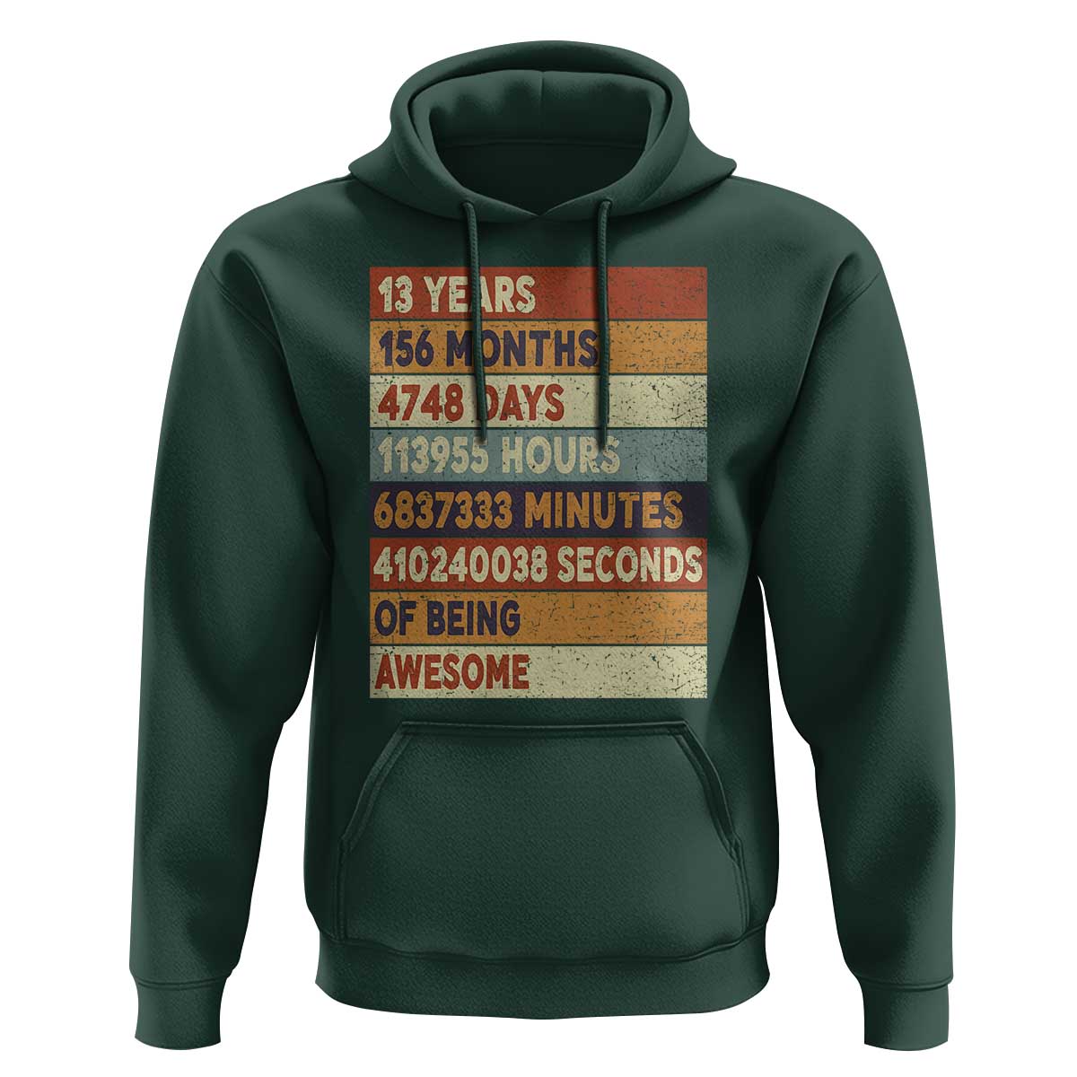 Funny 13th Birthday Hoodie 13 Years 156 Months 4748 Days Vintage Retro