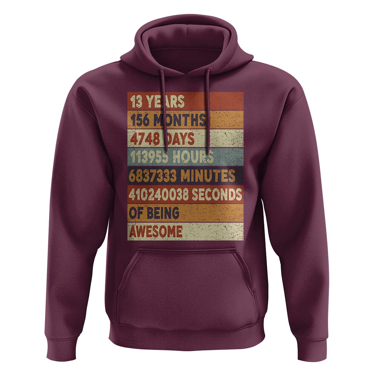 Funny 13th Birthday Hoodie 13 Years 156 Months 4748 Days Vintage Retro