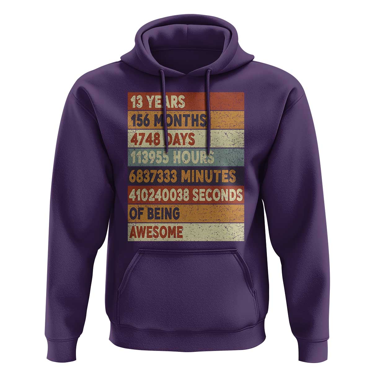 Funny 13th Birthday Hoodie 13 Years 156 Months 4748 Days Vintage Retro
