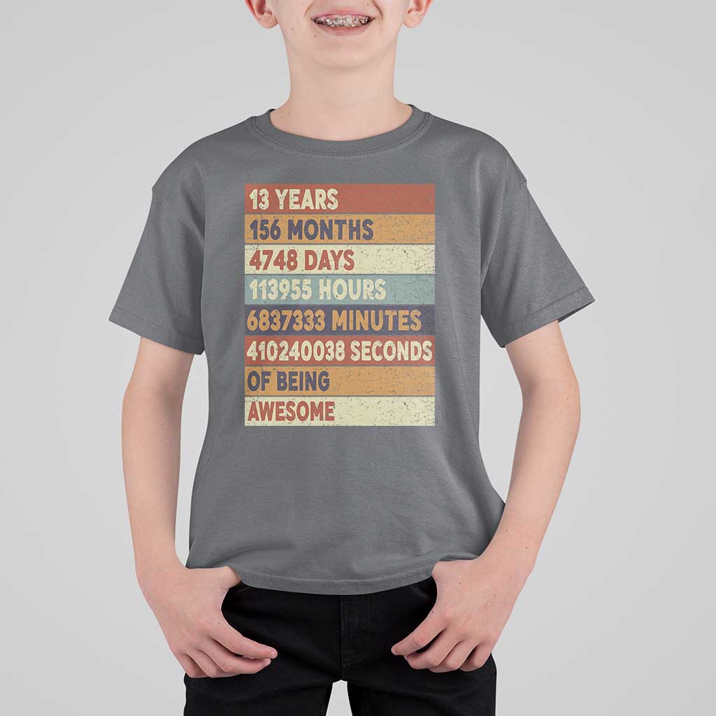 Funny 13th Birthday T Shirt For Kid 13 Years 156 Months 4748 Days Vintage Retro