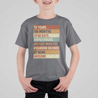 Funny 13th Birthday T Shirt For Kid 13 Years 156 Months 4748 Days Vintage Retro
