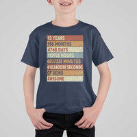 Funny 13th Birthday T Shirt For Kid 13 Years 156 Months 4748 Days Vintage Retro
