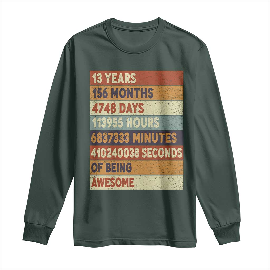 Funny 13th Birthday Long Sleeve Shirt 13 Years 156 Months 4748 Days Vintage Retro