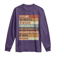 Funny 13th Birthday Long Sleeve Shirt 13 Years 156 Months 4748 Days Vintage Retro