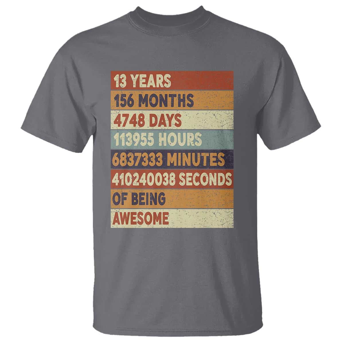 Funny 13th Birthday T Shirt 13 Years 156 Months 4748 Days Vintage Retro