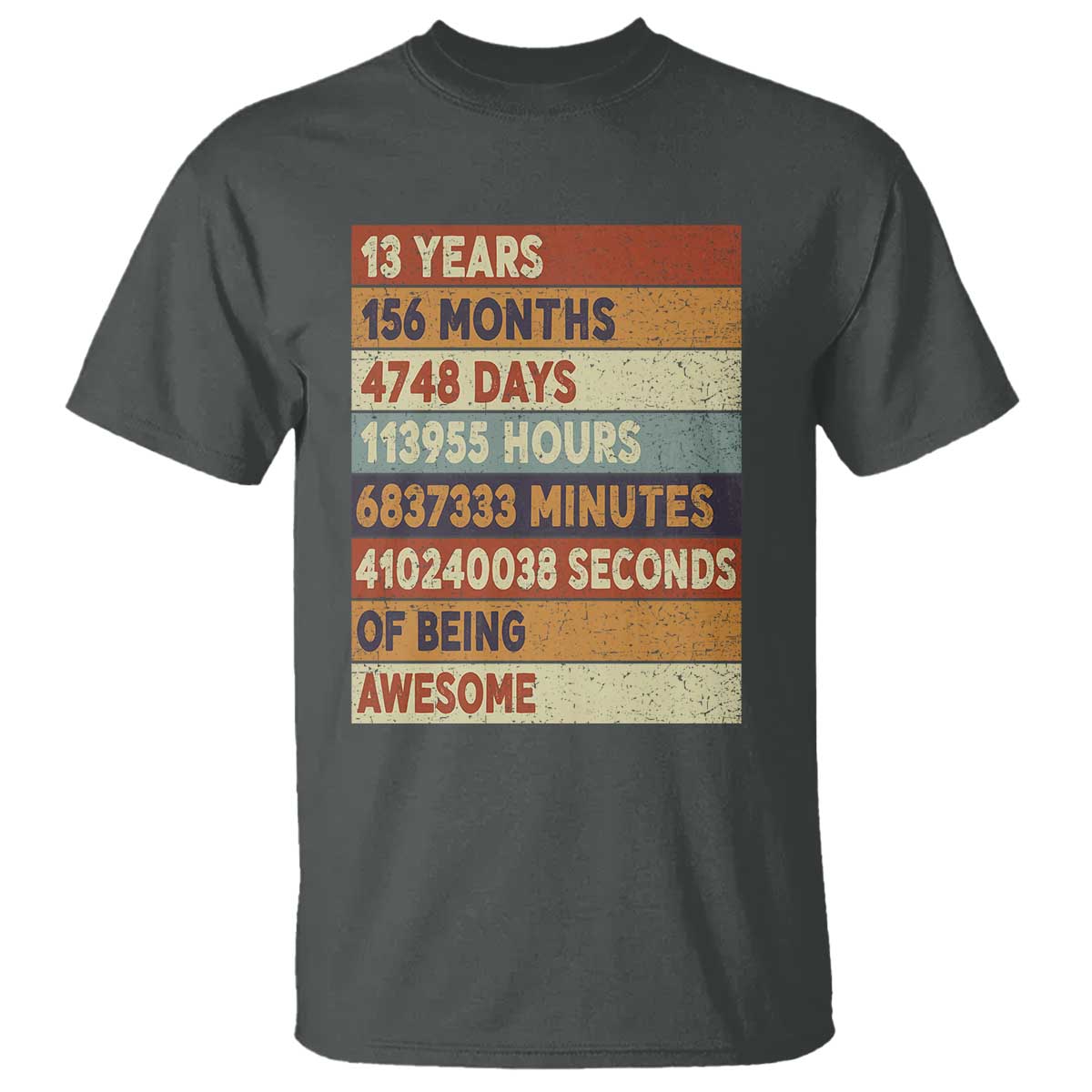 Funny 13th Birthday T Shirt 13 Years 156 Months 4748 Days Vintage Retro
