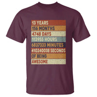 Funny 13th Birthday T Shirt 13 Years 156 Months 4748 Days Vintage Retro