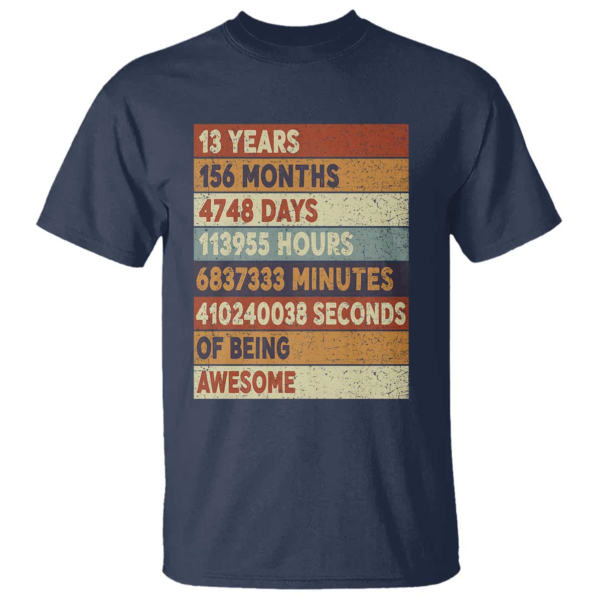 Funny 13th Birthday T Shirt 13 Years 156 Months 4748 Days Vintage Retro