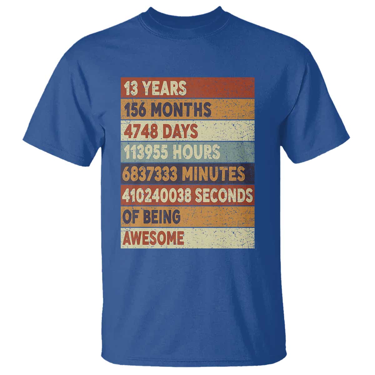 Funny 13th Birthday T Shirt 13 Years 156 Months 4748 Days Vintage Retro