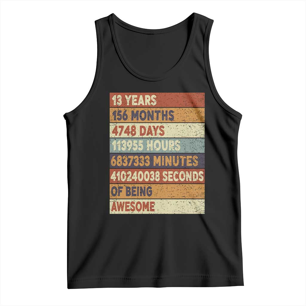 Funny 13th Birthday Tank Top 13 Years 156 Months 4748 Days Vintage Retro