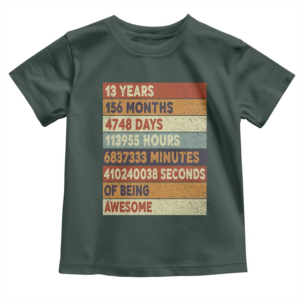 Funny 13th Birthday Toddler T Shirt 13 Years 156 Months 4748 Days Vintage Retro