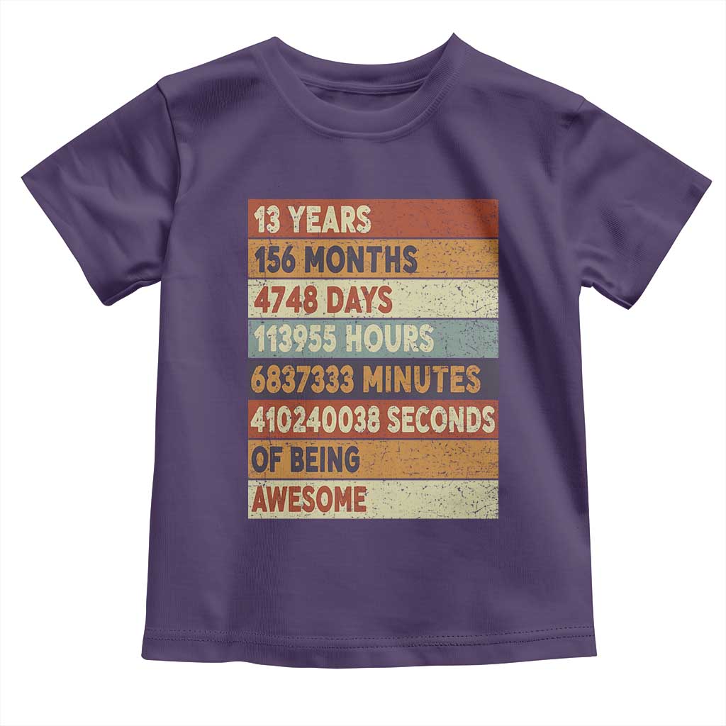 Funny 13th Birthday Toddler T Shirt 13 Years 156 Months 4748 Days Vintage Retro
