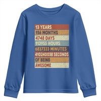 Funny 13th Birthday Youth Sweatshirt 13 Years 156 Months 4748 Days Vintage Retro
