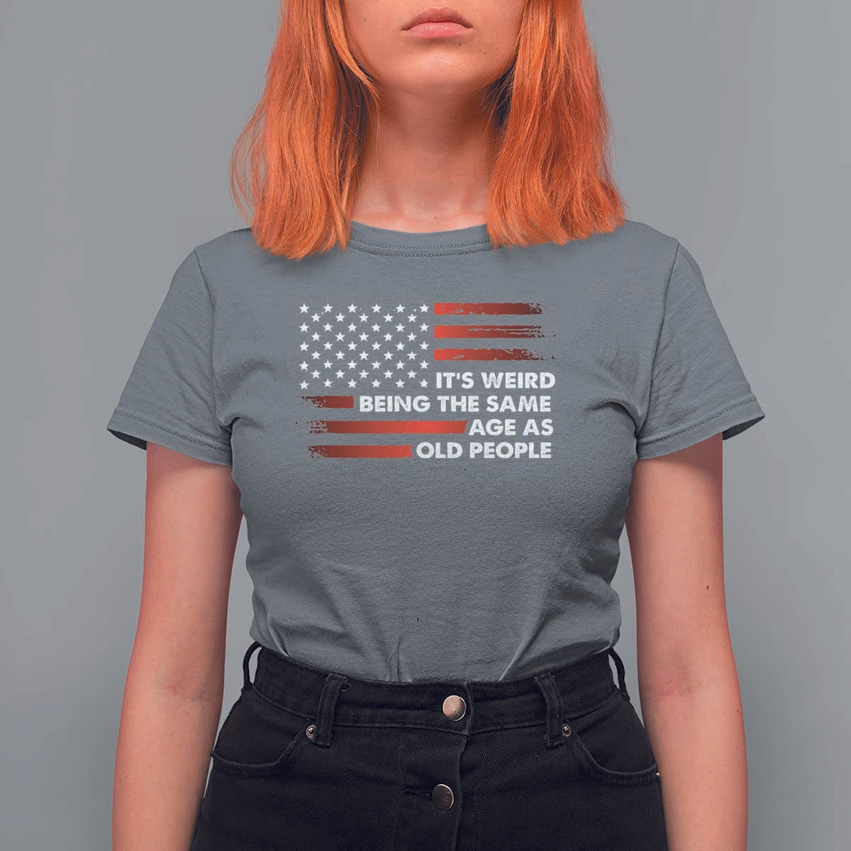 Funny It's Weird Being The Same Age As Old People T Shirt For Women Vintage American Flag