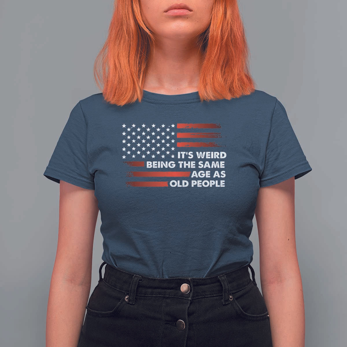 Funny It's Weird Being The Same Age As Old People T Shirt For Women Vintage American Flag