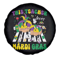 Funny This Teacher Loves Mardi Gras Spare Tire Cover King Cake Jester Hat