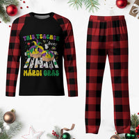 Funny This Teacher Loves Mardi Gras Plaid Pajama Set King Cake Jester Hat