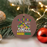 Funny This Teacher Loves Mardi Gras Ceramic Ornament King Cake Jester Hat