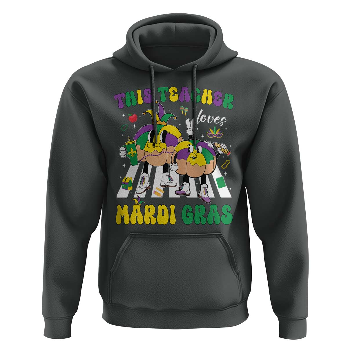 Funny This Teacher Loves Mardi Gras Hoodie King Cake Jester Hat