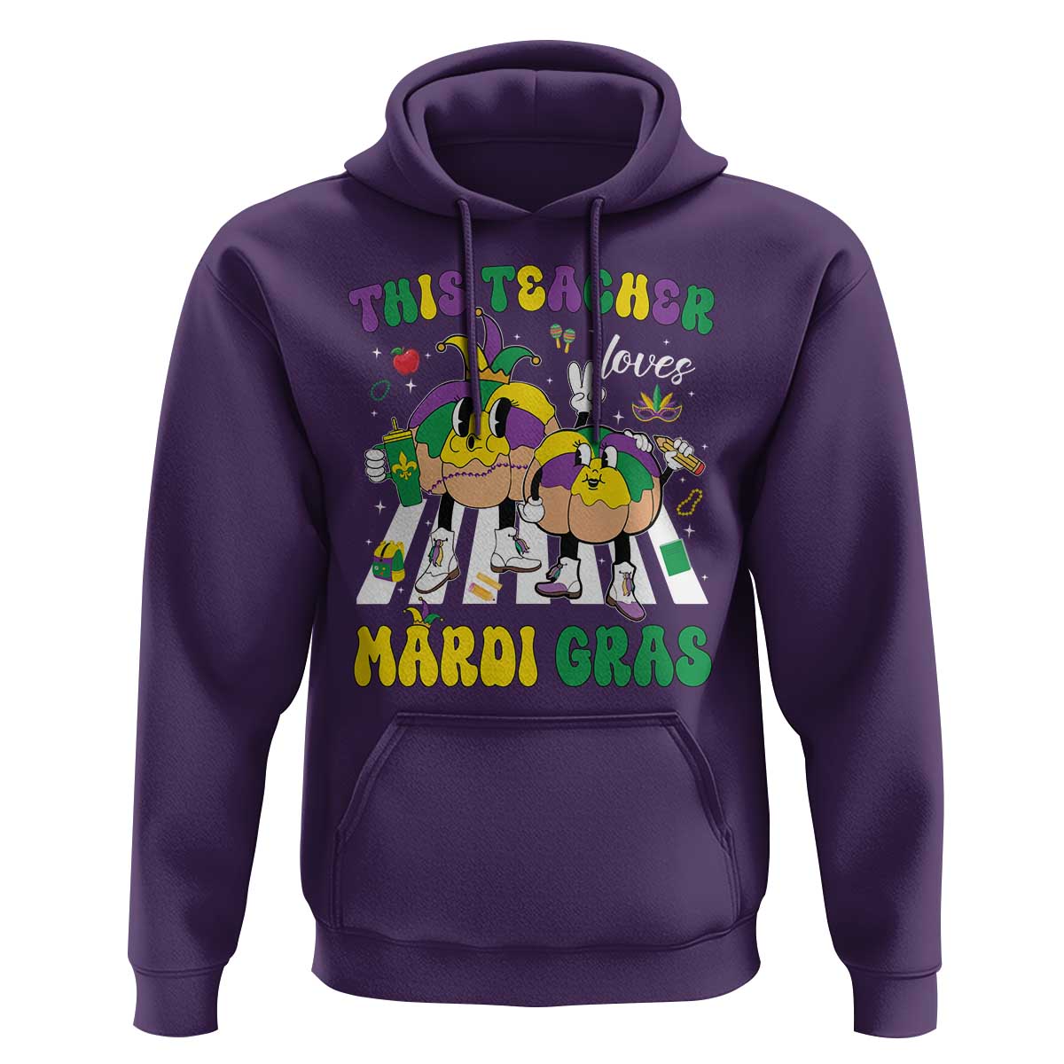 Funny This Teacher Loves Mardi Gras Hoodie King Cake Jester Hat