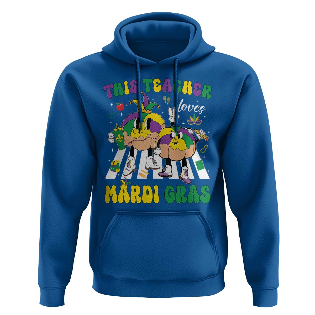 Funny This Teacher Loves Mardi Gras Hoodie King Cake Jester Hat