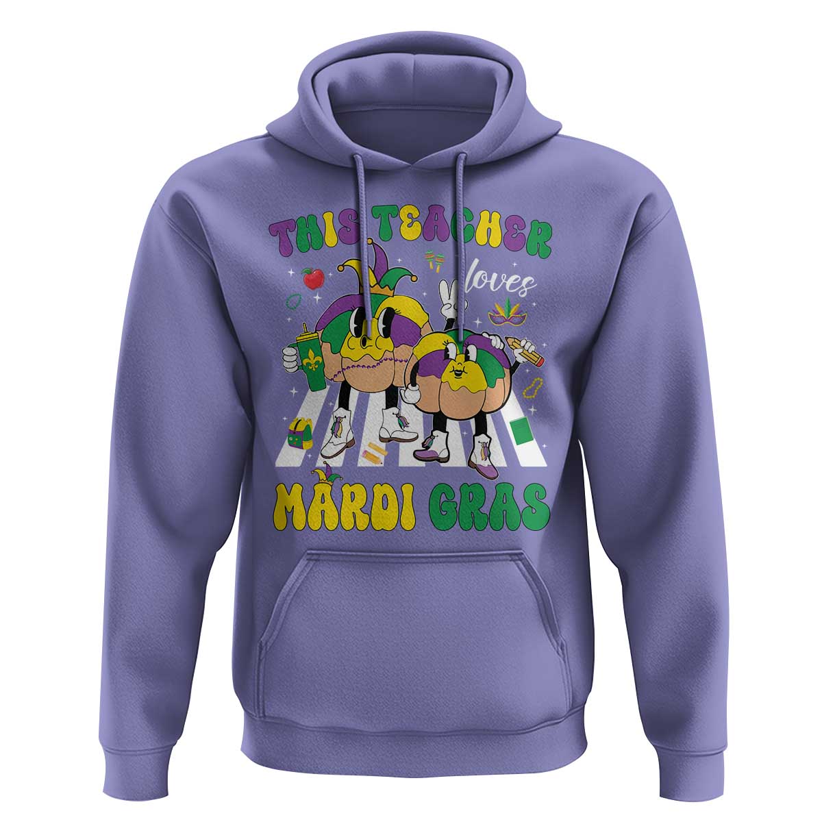 Funny This Teacher Loves Mardi Gras Hoodie King Cake Jester Hat