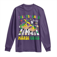 Funny This Teacher Loves Mardi Gras Long Sleeve Shirt King Cake Jester Hat
