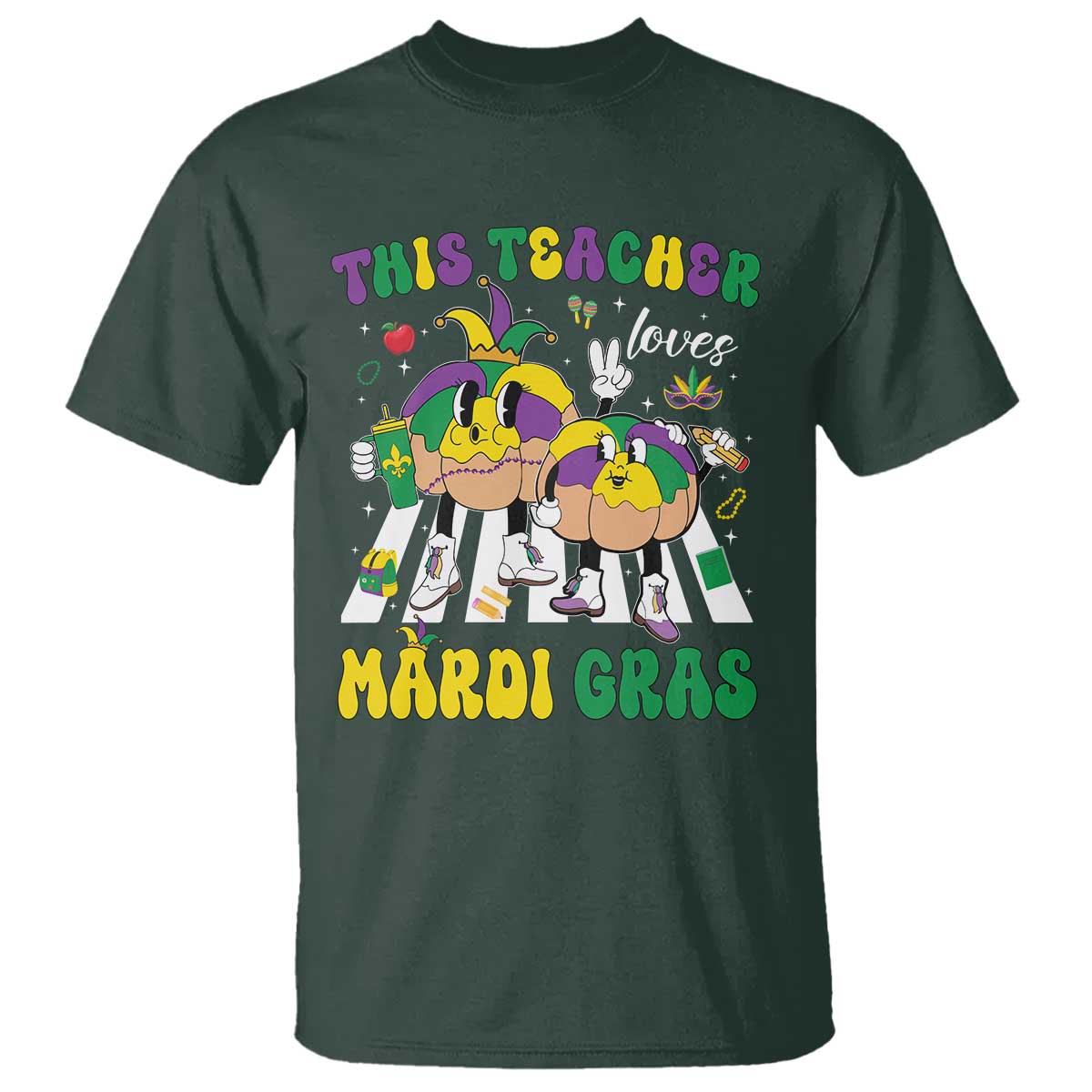 Funny This Teacher Loves Mardi Gras T Shirt King Cake Jester Hat