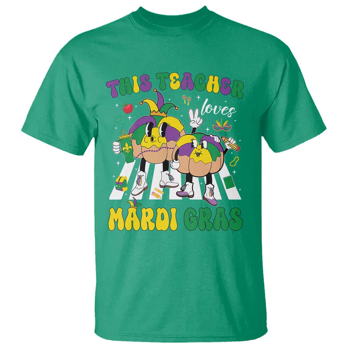 Funny This Teacher Loves Mardi Gras T Shirt King Cake Jester Hat