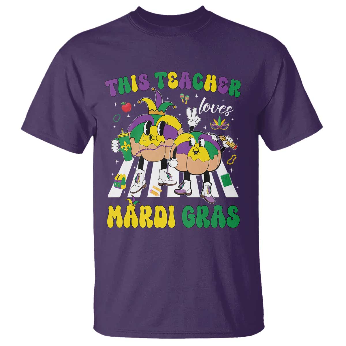 Funny This Teacher Loves Mardi Gras T Shirt King Cake Jester Hat