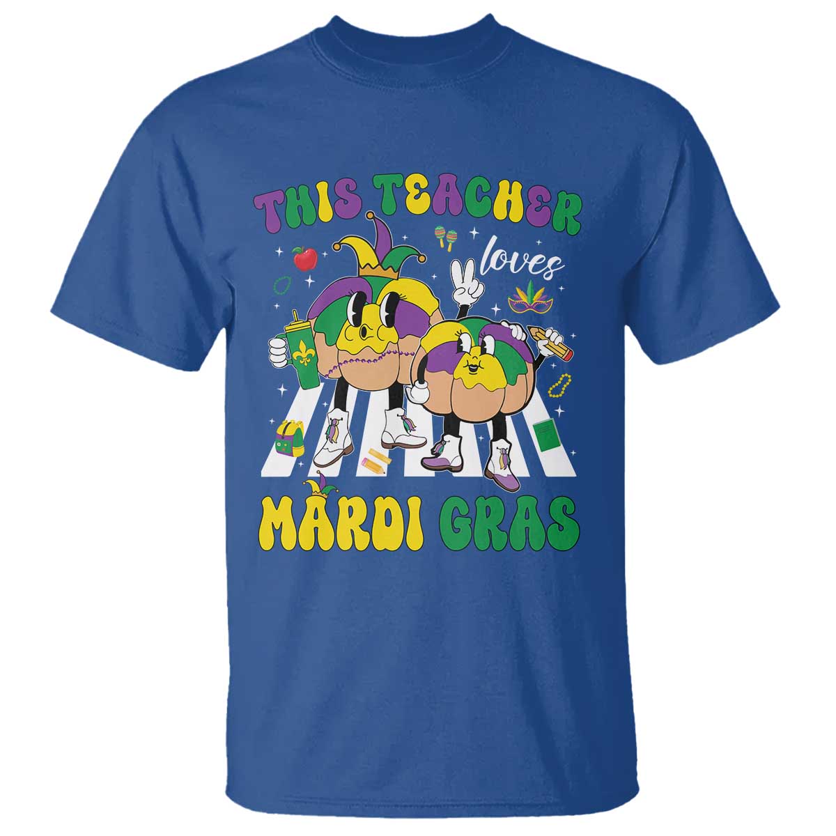 Funny This Teacher Loves Mardi Gras T Shirt King Cake Jester Hat